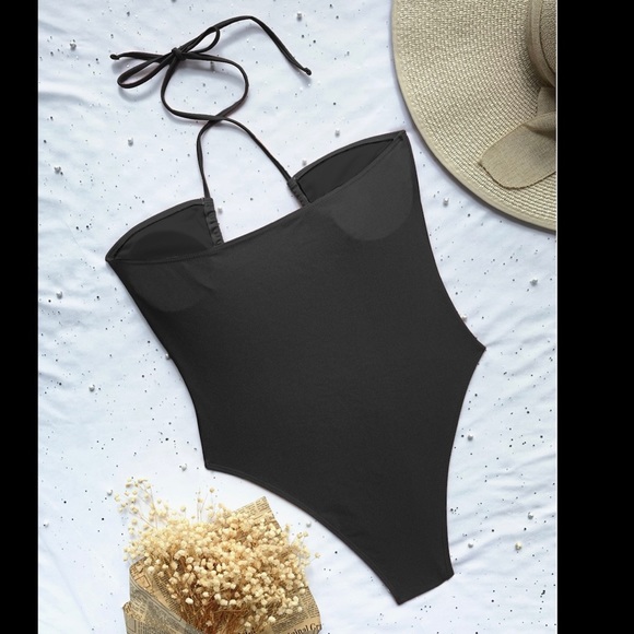 Open front halter monokini one piece - Picture 5 of 7